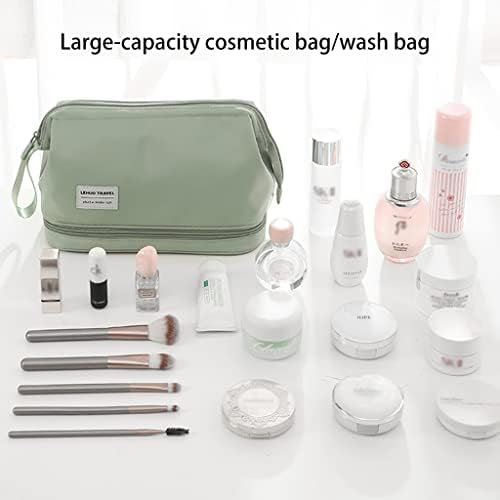 Saco de armazenamento cosmético feminino com compartimentos, bolsa de maquiagem portátil, bolsa de higiene pessoal de grande