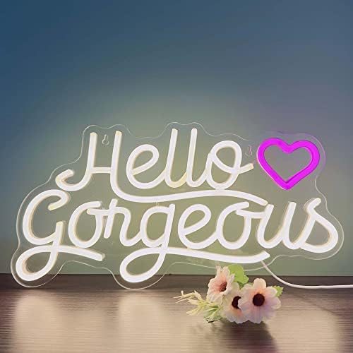 Hello Gorgeous Neon Sign, sinal de néon de casamento, luz de neon liderada para decoração de parede, USB alimentado para