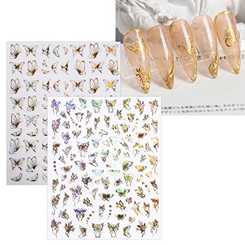 Jmeowio 9 lençóis Spring Butterfly Nail Art Sticks Decalques Auto-adesivo pegatinas uñas colorido suprimentos de unhas