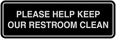 Padrão, por favor, ajude a manter nosso banheiro limpo da porta/parede - prata - médio