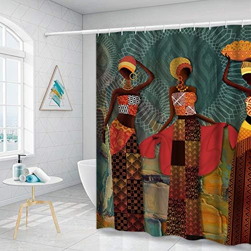 Cortina de chuveiro do chuveiro egípcia africana egípcia do Ikfashoni Black Girl para o banheiro cortina de banheiro