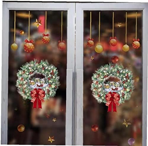 Adesivo de natal de natal grinalda de natal janela de vidro da porta de vidro decalques para decoração de natal em casa