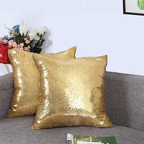 Conjunto de beleza eterna de 2 travesseiros decorativos de lantejoulas de travesseiro de ouro para sofá -sofá travesseiros