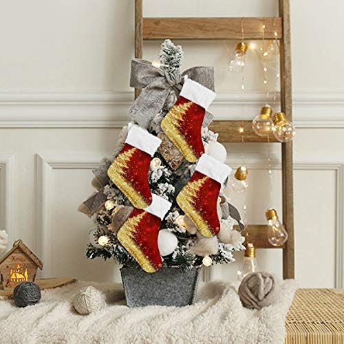 Meias de Natal de Alaza Golden Glitter Classic Classic Classic personalizadas pequenas decorações de meia para férias