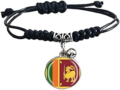 Bandeira do Sri Lanka Suriliza a pulseira ajustável Corrente de nylon Cristal de pulseira de pulso