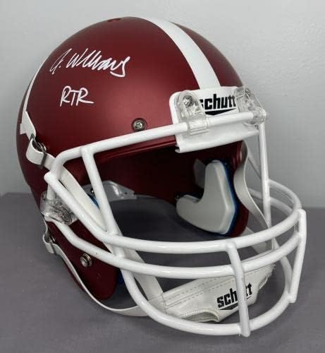 Jameson Williams assinou o capacete do Alabama Crimson Tide Blaze em tamanho grande com JSA CoA - Capacetes NFL autografados