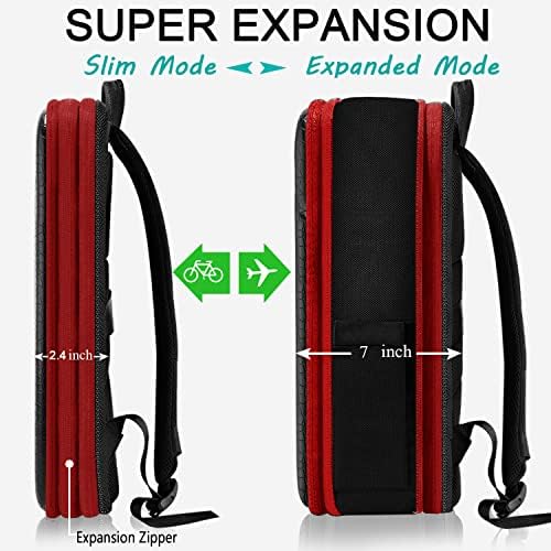Backpack de laptop Zinz Slim 15,6 polegadas com capacidade variável e porta USB, mochila de mochila de mochila anti-roubo,