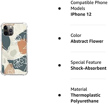 OSPAVBINEZ BOHO Abstract Flower Case Compatível com iPhone 12 e iPhone 12 Pro, capa de planta estética minimalista para