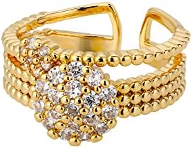Oyalma Zircon Circle Open Rings for Women Crystal Gold Finger Charme Anel ajustável Casamento Valentine Jóias-89925