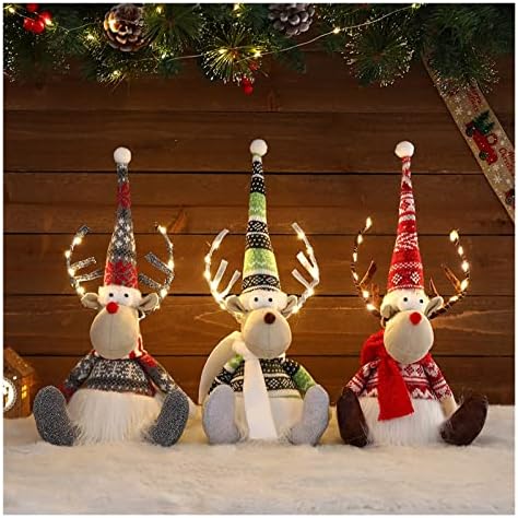 Decorações de Natal de pifude de Natal Ornamento de Elk Doll de pelúcia artesanal com ornamento de árvore de Natal de pernas de primavera