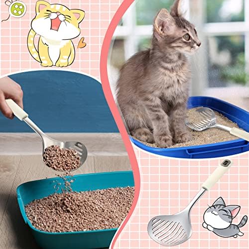 Scooper de areia de gato de eboot, acessórios de gato com calça de gato aço inoxidável Kitten Scoop cocô de limpeza de cocô