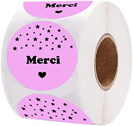 Merci French Thank You Setting Stickers Pink Thank You Envelope Seals - 500 PCs 1,5 polegadas