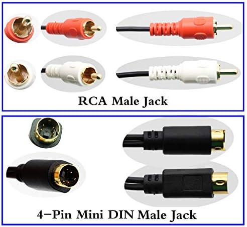 Zdycgtime s-video 4 pinos mini din y Splitter Splitter Gold Gold Plated Combo 4 Pin Mini Din S-Video Male para 2 RCA Audio Y
