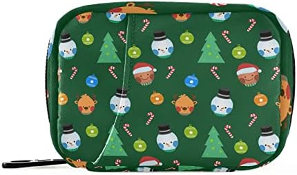 Christmas Santa Rena Rena Snowman Snow Pill Case Bag Box Organizer com zíper portátil Vitamin Fish Oil Medicine para viagens em família