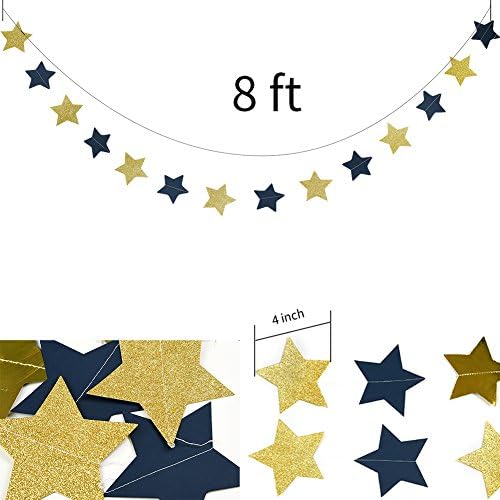 1º aniversário do menino Prince Party Supplies Navy Gold Birthday Party Decorações de festa azul Feliz aniversário Banner Papel Star