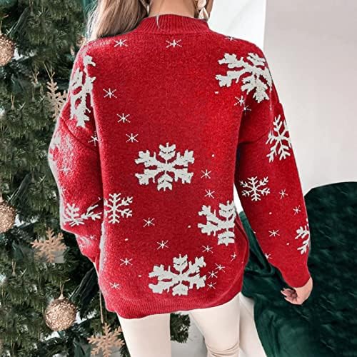 Camisola de suéteres grossos femininos de natal de Natal de pescoço meio de manga comprida vestidos de inverno suéter de inverno