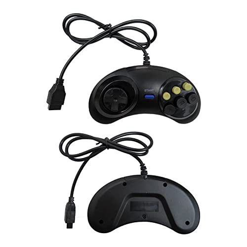 Controlador de jogo de 6 butões de 6pcs de 6pcs para Sega Genesis Black Confortable Grip