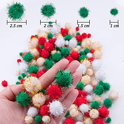 BQTQ 1500 peças pom pom pom bolas glitter tinsel pom pom para fabricação artesanal e decorações de Natal