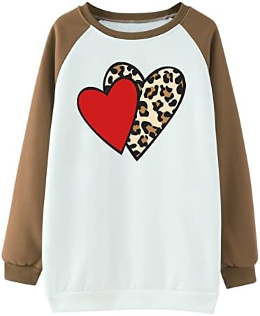 Tops de moda para feminino camisetas de coração fofo de namorado gota de ombro de ombro de manga longa de túnica bloco de bloco