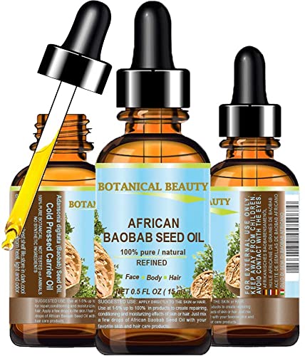 Botânico Beauty Africana Baobab Oil. puro/natural/não diluído/refinado/prensado a frio óleo para cuidador de pele, cabelo, lábios