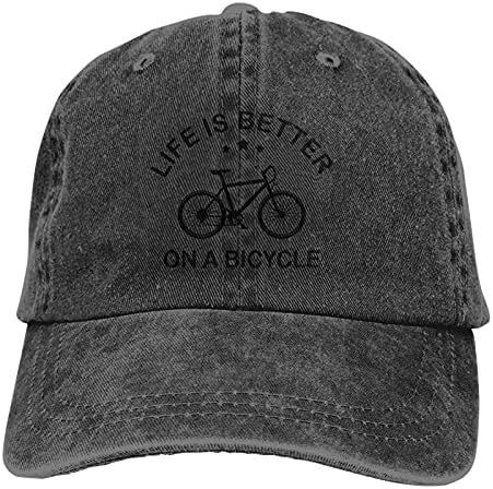A vida é melhor em um slogan de bicicleta chapéus de cowboy unissex