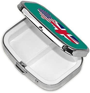American Flag e British Flag Square Mini Box Box Medicine Compartamentos Organizador Caixa portátil de comprimidos de metal