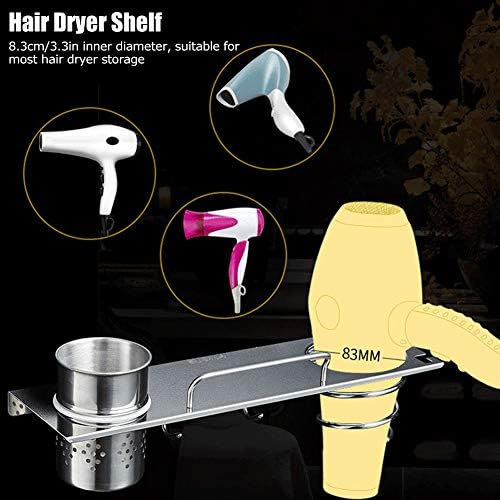 Organizador do secador de cabelo waazi, suporte para secador de cabelo de aço inoxidável de armazenamento de banheiro
