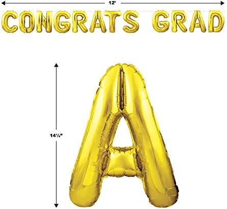 Beistle 2 peças Gold Mylar Foil Parabéns Balanadores de balões de pós -graduação para decorações de festa de formatura