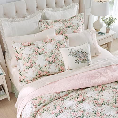 Laura Ashley- Conjunto de colcha duplo, conjunto de roupas de cama reversíveis de algodão, decoração de casa em toda a temporada