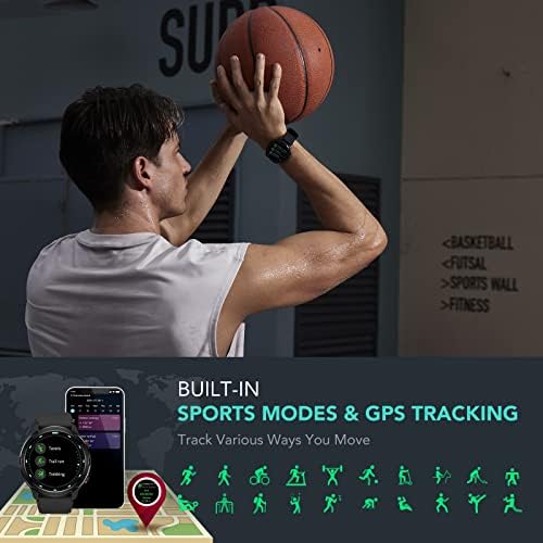 SKG V9C Smart Watch for Men Mulher, smartwatch com GPS para Android & iPhone, rastreador de fitness com freqüência cardíaca, SPO2, monitor