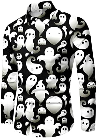 Xxbr Halloween camisas masculinas, rua de manga longa e engraçada de abóbora de abóbora Button Down Down Festumes Designer Shirt