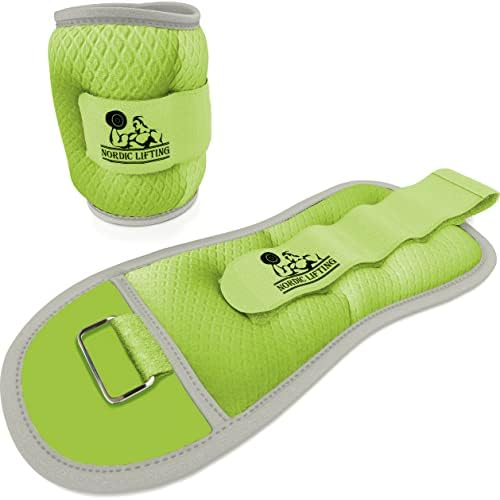 Pesos do pulso do tornozelo 3lb - pacote verde com mangas de compressão de cotovelo xxlarge