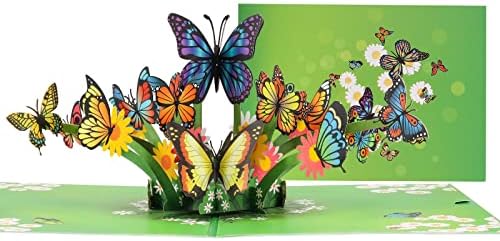 Cartões pop -up de Bavmav, borboletas voadoras, cartas, estilo moderno simples, adequado para todas as ocasiões, com envelope e nota