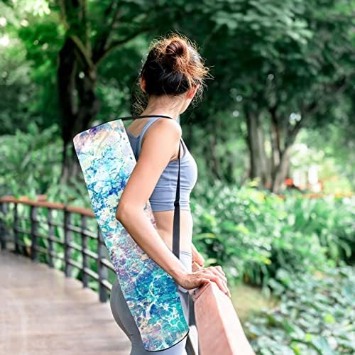 Abstract Blue Marble Texture Yoga Mat Bags Full-Zip Yoga Carry Bag for Mulher Men, Exercício de ioga transportadora com cinta
