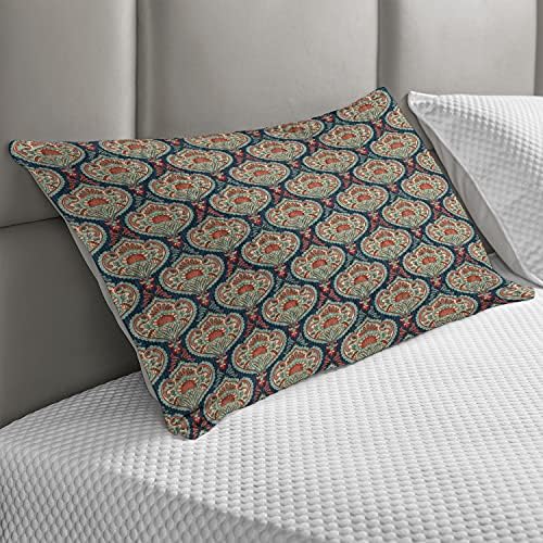 Capa de travesseiro de travesseiro de Paisley Lunarable Paisley, Linhas de Motões Tradicionais do Oriente Médio Antecedentes Floral,
