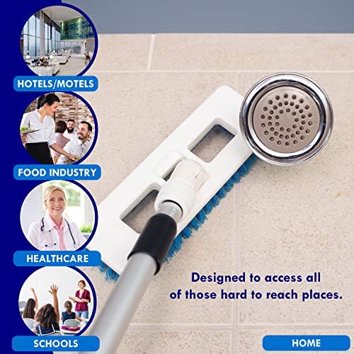 Escova de elitra giro com alça ajustável para limpeza, ladrilho, cozinha, banheiro - azul
