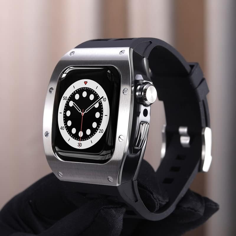 Kit de modificação Maalya Case Metal Case+Strap for Apple Watch Series 8 7 45mm Banda Correa Iwatch Se 6 5 4 Banda 44mm Bracelelet