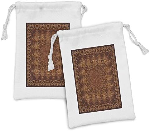 Conjunto de bolsas de tecido antigo de Ambesonne de 2, padrão vintage rendado persa da obra de arte do estilo de tapete do