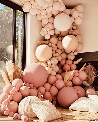 125pcs empoeirado rosa rosa nude nude mauve neutro marrom marrom branco boho balões kit de guirlanda de balão, baloons de chá de