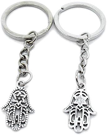 5 PCs Antique Keyrings Silver Keychains Correntes -chave Tags Clasps AA461 Hamesh Hamsa Hand of Fatima