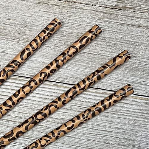 Cheetah Print Paper Straws - Animal Prind Streds - Safari tem tema Festa de Festa de Festa - 50 Pacote fora da caixa de