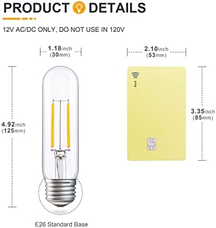 Lâmpadas LED de baixa tensão de 12V - lâmpadas macias de 2700k- 4W E12 CA10 e 2W E26 T10 12V Bulbos