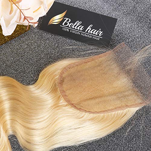 Bella Hair 4x4 Parte grátis Remy Virgin Blonde 613 Fechamento de renda onda corporal
