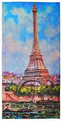 Toalha de mão Alaza, pintura colorida da Torre Eiffel e Sacre Coeur Ultra Soft e altamente absorvente toalha de rosto para