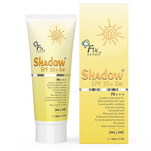 Fixerma Shadow SPF 30+ gel, dermatologista testado Oferece SPF 30+, proteção UVA de amplo espectro e UVB, protetor solar resistente