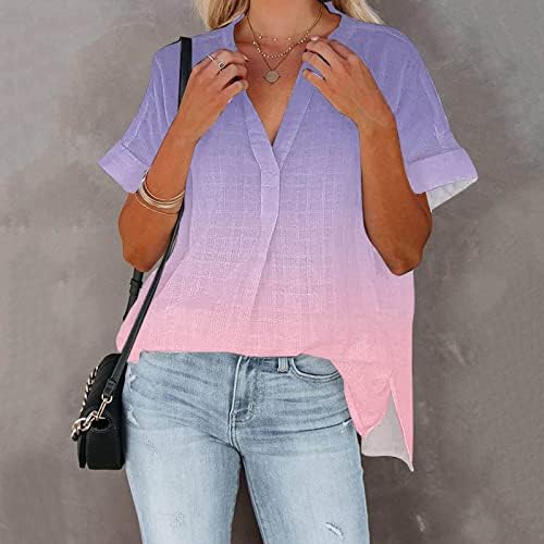 Camiseta extra de manga longa Mulheres tops casuais para mulheres de verão V camisetas estampas de pescoço Camisola