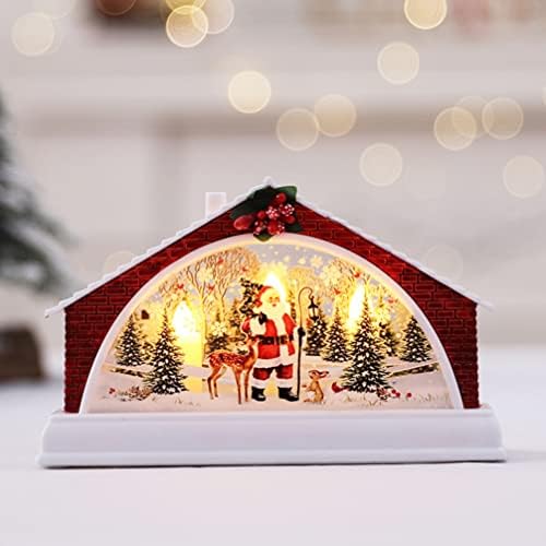 Casas iluminadas de Natal Vila da cena: Light Up House Casa de Natal LED Holiday Handsh Christmas Mesa Central Pieces Decorações de