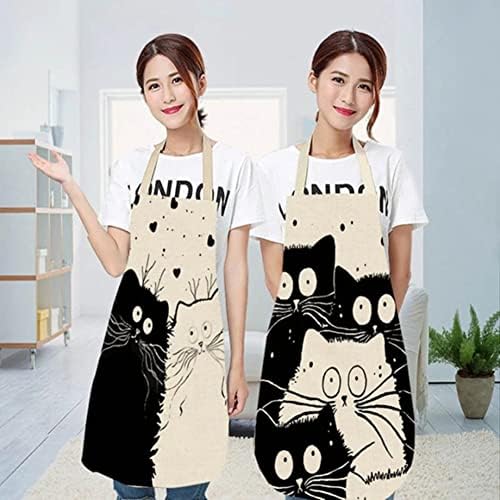 Avental de gato fofo Avental de cozinha engraçada para mulheres desenhos animados artistas de animais chef aventais