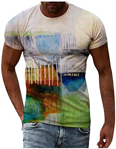 Túnicas de alongamento de Walldor Men moderno thily thout curto tshirts College Spring Spring 3D-Neck O-S-shirts Extra Long Men