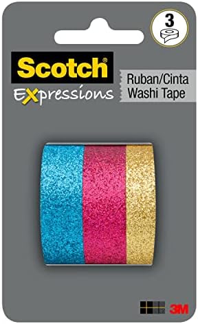 Expressões escocesas washi fita multi pack, 3 rolos/pk, coleta de glitter rosa e azul